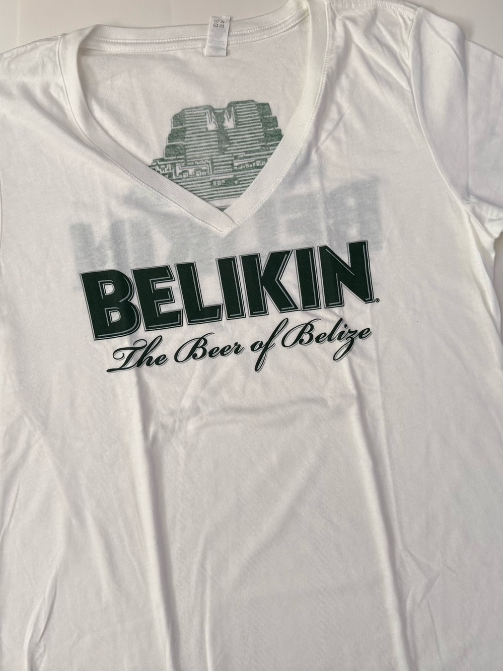 BELIKIN “The Beer Of Belize” Women’s XL Vneck Tshirt New, didn’t come with tags